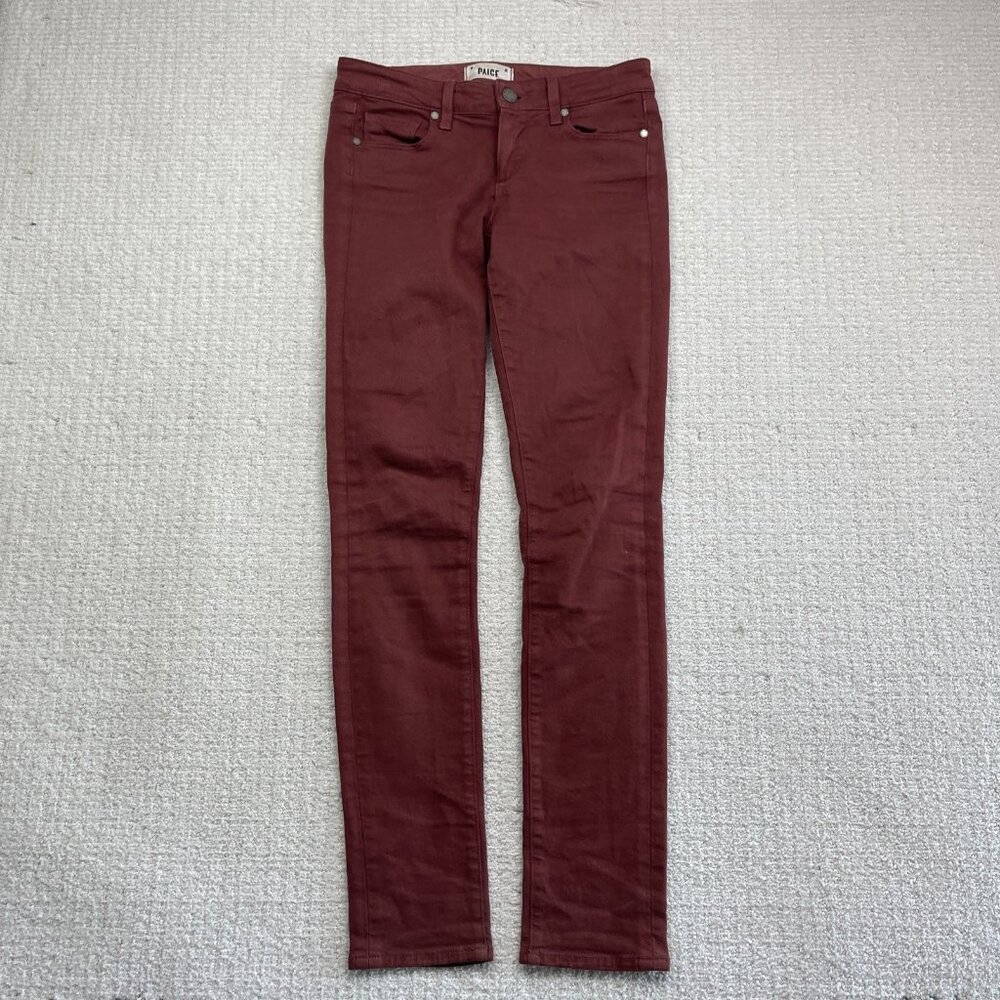 Paige Jeans Womens Size 25 Dark Red Skyline Skinny 31" Zip Fly USA Made